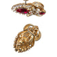 Sterling Silver Gold Plated Red Crystals Jewelry Earrings