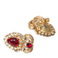 Sterling Silver Gold Plated Red Crystals Jewelry Earrings