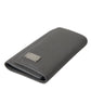 Gray Leather Folding Key Holder Case Logo Plaque Keychain