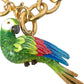 Gold Brass Chain Crystal Pearl PARROT Pendant Necklace
