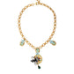 Gold Brass Chain Crystal Bee Pendant Charm Necklace