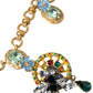 Gold Brass Chain Crystal Bee Pendant Charm Necklace