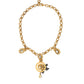 Gold Brass Chain Crystal Bee Pendant Charm Necklace