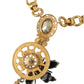 Gold Brass Chain Crystal Bee Pendant Charm Necklace