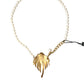 Gold Brass Crystal Pearl Tree Pendant Charm Necklace