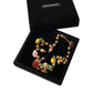 Multicolor Roses Crystals Gold Ball Chain Necklace
