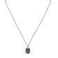 Silver Tone Brass Chain Tag Bead Crown Pendant Necklace