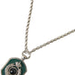 Silver Tone Brass Chain Tag Bead Crown Pendant Necklace