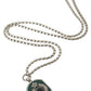 Silver Tone Brass Chain Tag Bead Crown Pendant Necklace