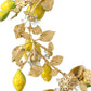 Gold Brass Chain Crystal Lemon Lily Pendant Necklace