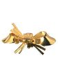 Gold Tone Brass Bow Crystal Women Hair Clip