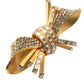 Gold Tone Brass Bow Crystal Women Hair Clip