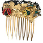 Gold Brass Crystal Lady Bug Women Hair Comb