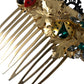 Gold Brass Crystal Lady Bug Women Hair Comb
