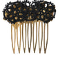 Gold Brass Crystal Lady Bug Women Hair Comb