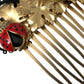 Gold Brass Crystal Lady Bug Women Hair Comb