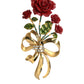 Gold Tone Brass Rose Crystal Women Hair Clip