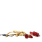 Gold Tone Brass Rose Crystal Women Hair Clip