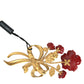 Gold Tone Brass Rose Crystal Women Hair Clip