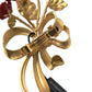 Gold Tone Brass Rose Crystal Women Hair Clip