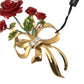 Gold Tone Brass Rose Crystal Women Hair Clip