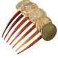 Gold Tone Brass Coins Plastic Women Hair Comb