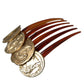 Gold Tone Brass Coins Plastic Women Hair Comb