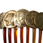 Gold Tone Brass Coins Plastic Women Hair Comb