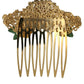 Gold Brass Crystal Leopard Floral Hair Comb
