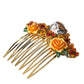 Gold Brass Crystal Leopard Floral Hair Comb