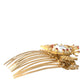 Gold Brass Crystal Heart Women Hair Comb