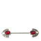 925 Sterling Silver Crystals Pin Collar Brooch