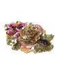 Gold Brass Floral Crystal Sequined Hair Clip