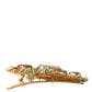 Gold Brass Floral Crystal Sequined Hair Clip