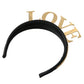 Black Gold Brass LOVE Crown Tiara Women Hairband Diadem