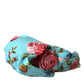 Turquoise Floral Applique Silk Women Headband Diadem