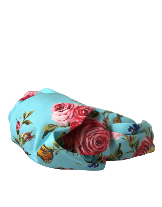 Turquoise Floral Applique Silk Women Headband Diadem