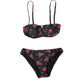 Black Red Roses Two Piece Swimwear Bikini