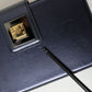 Elegant Dark Blue Lambskin Leather Box Bag