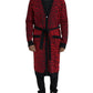Red Leopard Wool Robe Belted Cardigan Sweater