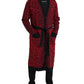 Red Leopard Wool Robe Belted Cardigan Sweater
