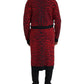 Red Leopard Wool Robe Belted Cardigan Sweater