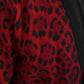 Red Leopard Wool Robe Belted Cardigan Sweater
