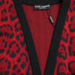 Red Leopard Wool Robe Belted Cardigan Sweater