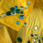 Yellow Crystal Embellished Hooded Jacket