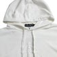 White Cotton Hooded Sweatshirt Pullover Sweater