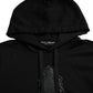 Black Cotton Hooded Pullover Sweater