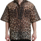 Brown Leopard Button Down Casual Shirt