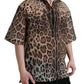 Brown Leopard Button Down Casual Shirt