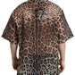 Brown Leopard Button Down Casual Shirt